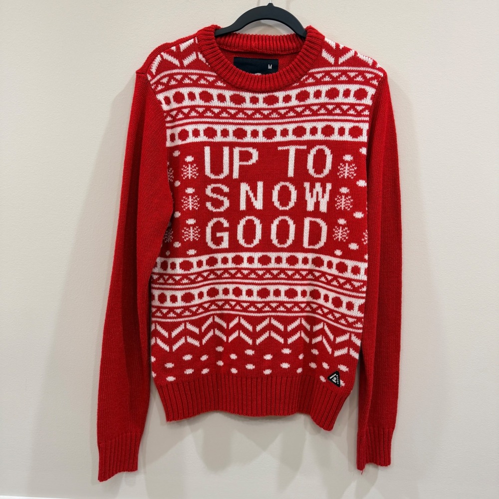 American Stitch Women M Sweater Red Up To Snow Good Fair Isle Holiday Christmas